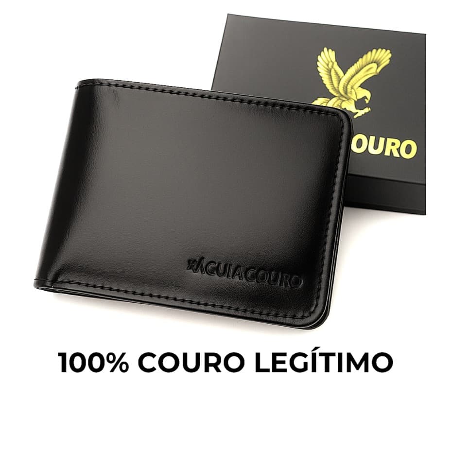 Carteira Masculina Couro Legítimo Porta Cartões Pequena Elegante