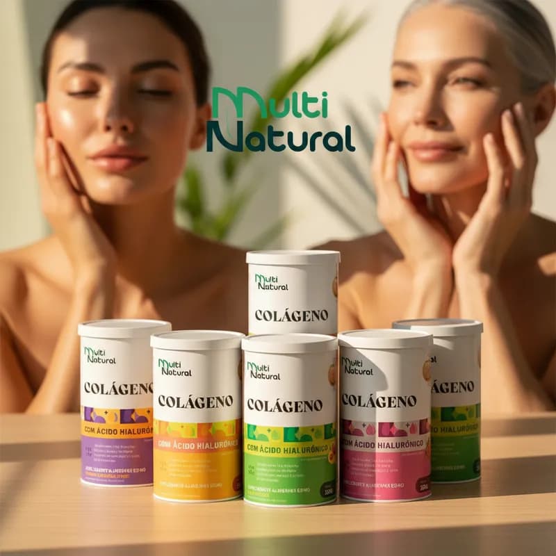 Colágeno Hidrolisado Com Ácido Hialurônico Vitamina C, Rico em Biotina Pote 300g - Multi Natural