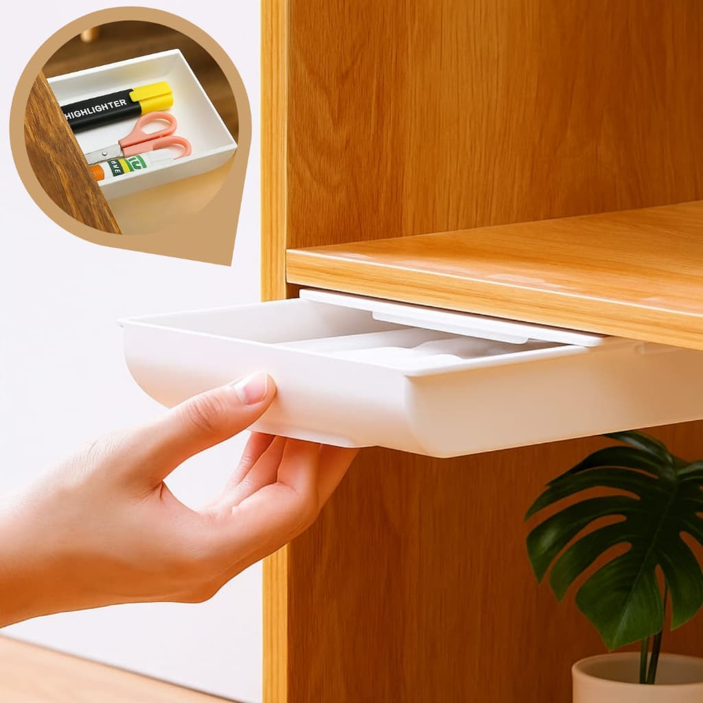 Gaveta Secreta Adesiva para Mesa – Oculta, Discreta e Colante Multiuso Organizadora