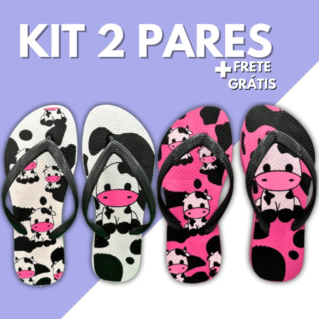 Kit 2 Pares Chinelo Feminino Infantil Bichinho Tendencia 2025 Confortavel Slim Blogueira Sortido