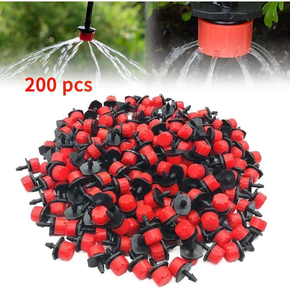 Kit 200 Gotejadores Ajustáveis Irrigação - Micro Sistema 4mm/7mm, Economia de Água