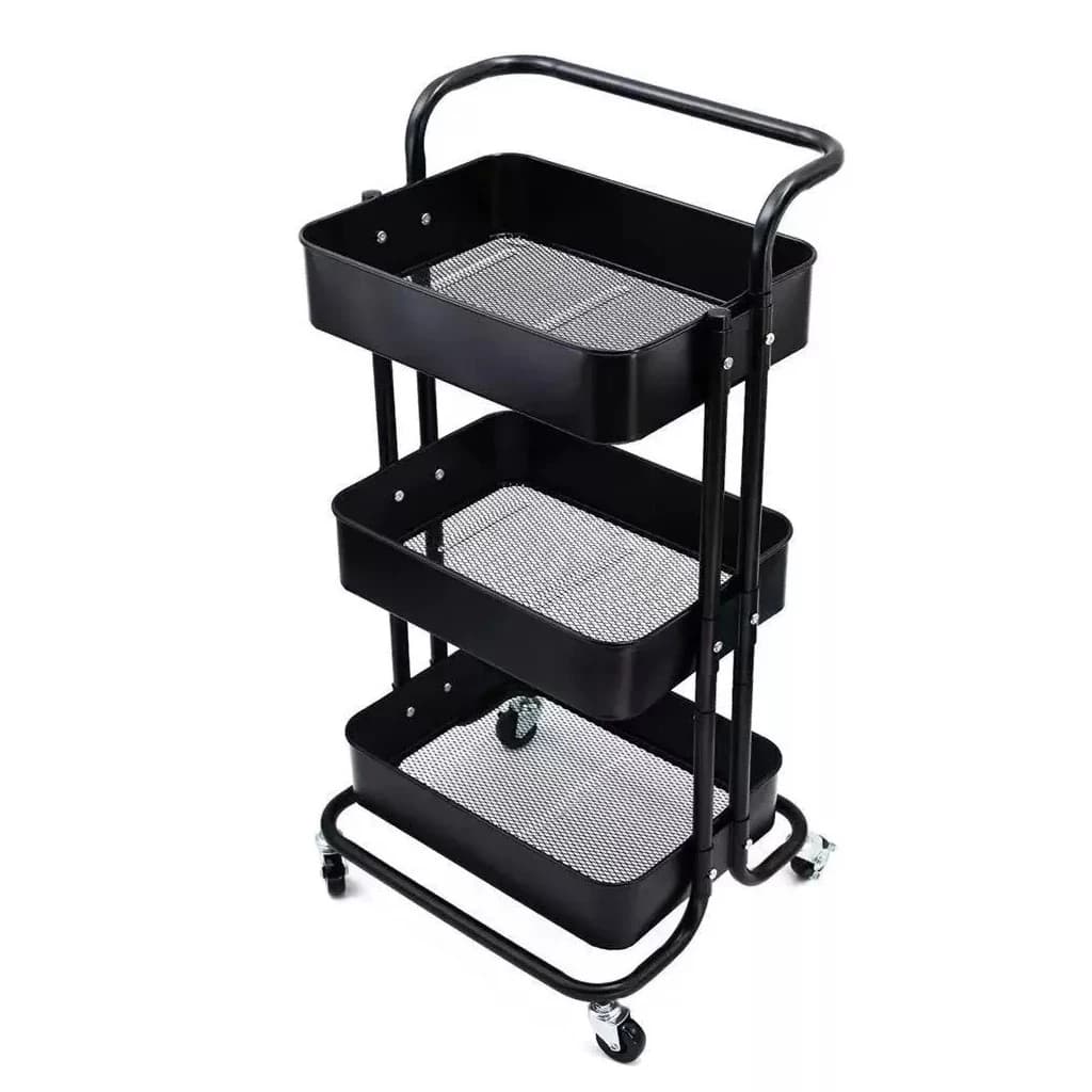 Carrinho Organizador Multiuso Laterais Aço - 3 Prateleiras Carrinho de armazenamento S9