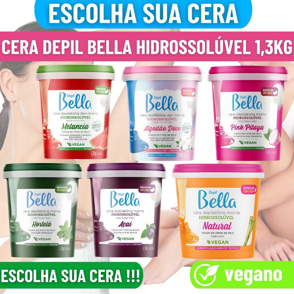 Cera Hidrossolúvel Depil Bella 1,3KG Escolha o Modelo Cera de Pitaya Cera Depilatória Natural