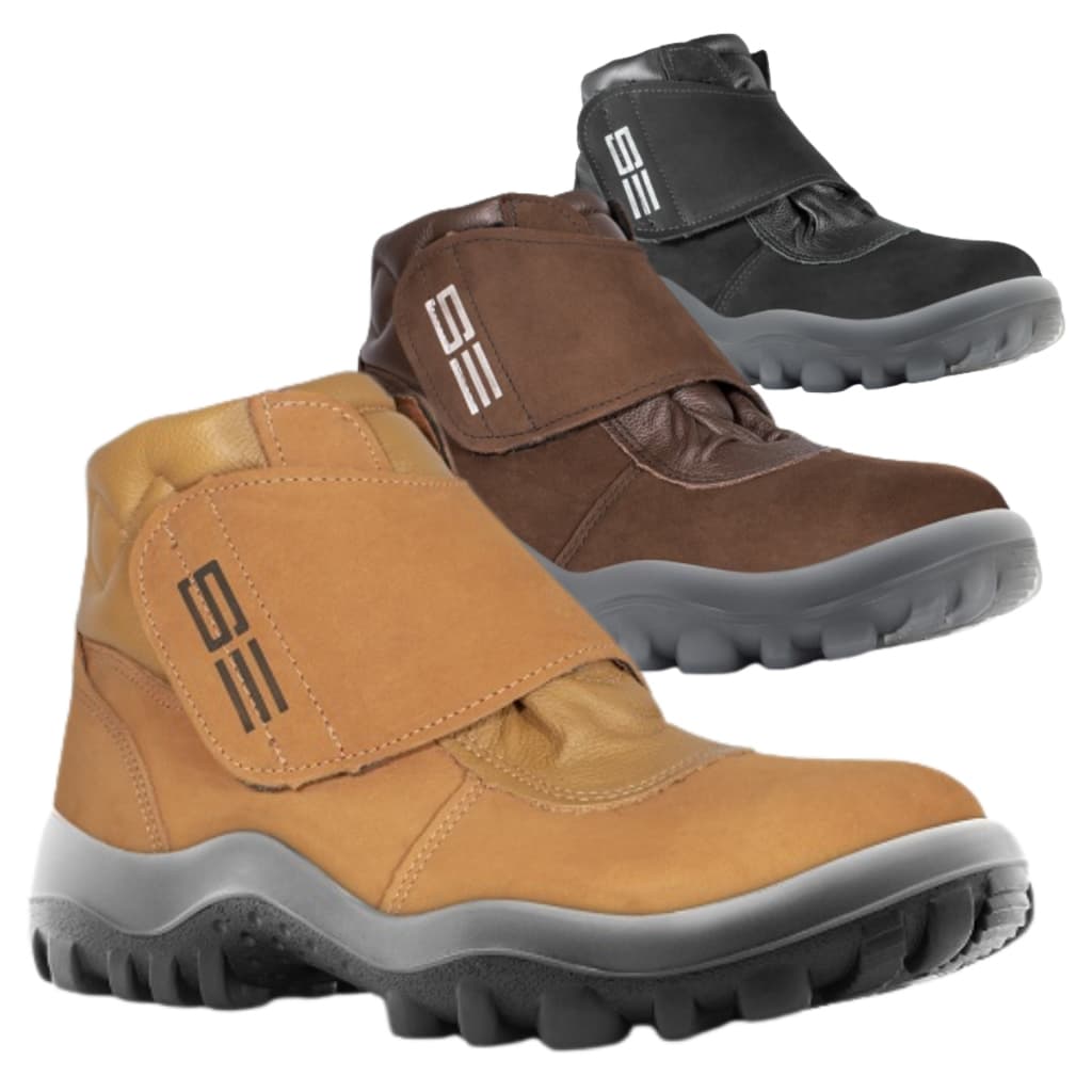 Bota Botina Segurança EPI Velcro Safetline Couro Nobuck Bico PVC