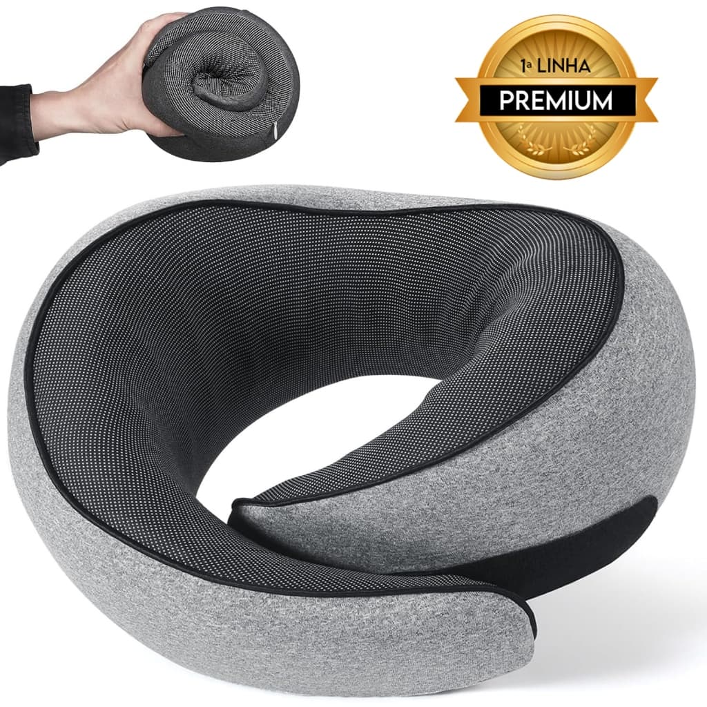 Travesseiro Almofada de Viagem Espuma Viscoelástica Para Pescoço Cervical Avião Carro Ônibus