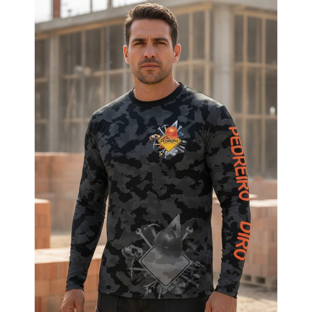 Camisa Camiseta Uniforme Pedreiro Obras Em Geral Manga Longa