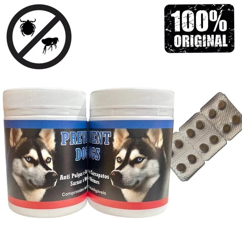 Prevents Antipulgas, Carrapatos , Vermes E Sarna - 12 Comprimidos sabor carne Cães 15kg
