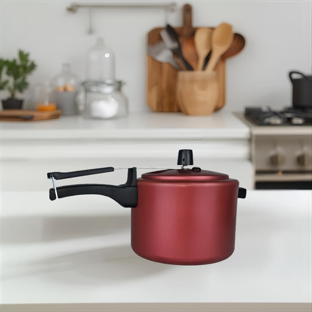 Panela de Pressão 4,5 litros Fechamento Interno - Antiaderente - Preta e Cereja
