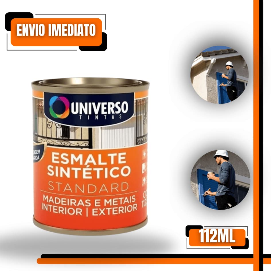 TINTA ESMALTE SINTÉTICO 112ML LATA PEQUENA UNIVERSO MADEIRA METAL FERRO PEQUENOS REPAROS BRILHANTE USO INTERNO EXTERNO