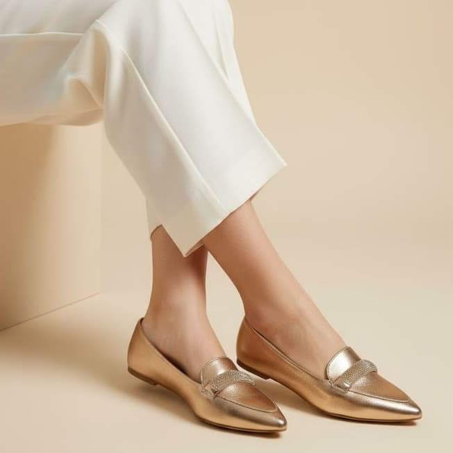 Sapatilha Feminina Confortável Luxo Sapato Feminino Mocassim Bico Fino Rosê Strass