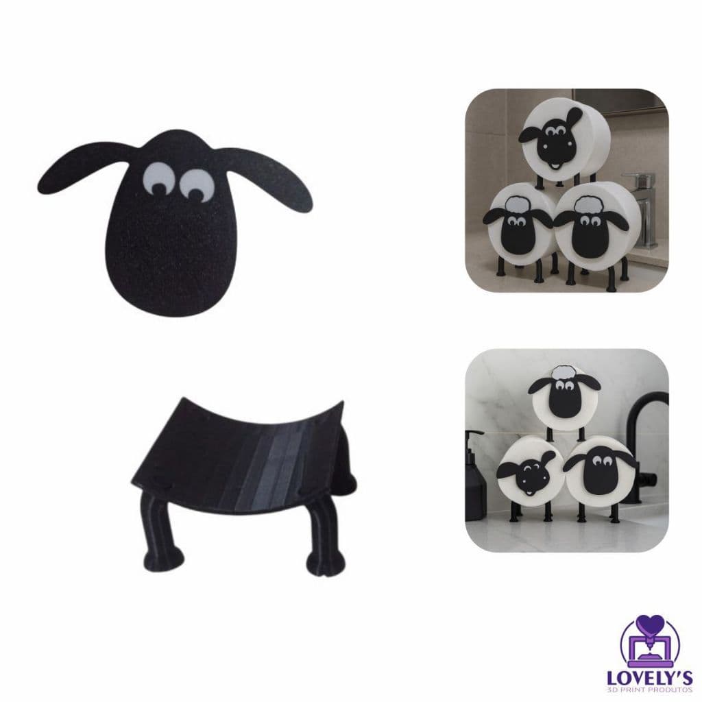 Suporte Decorativo Para Papel Higiênico Ovelha Shaun para Organização e Decoração de Banheiro - 1 peça