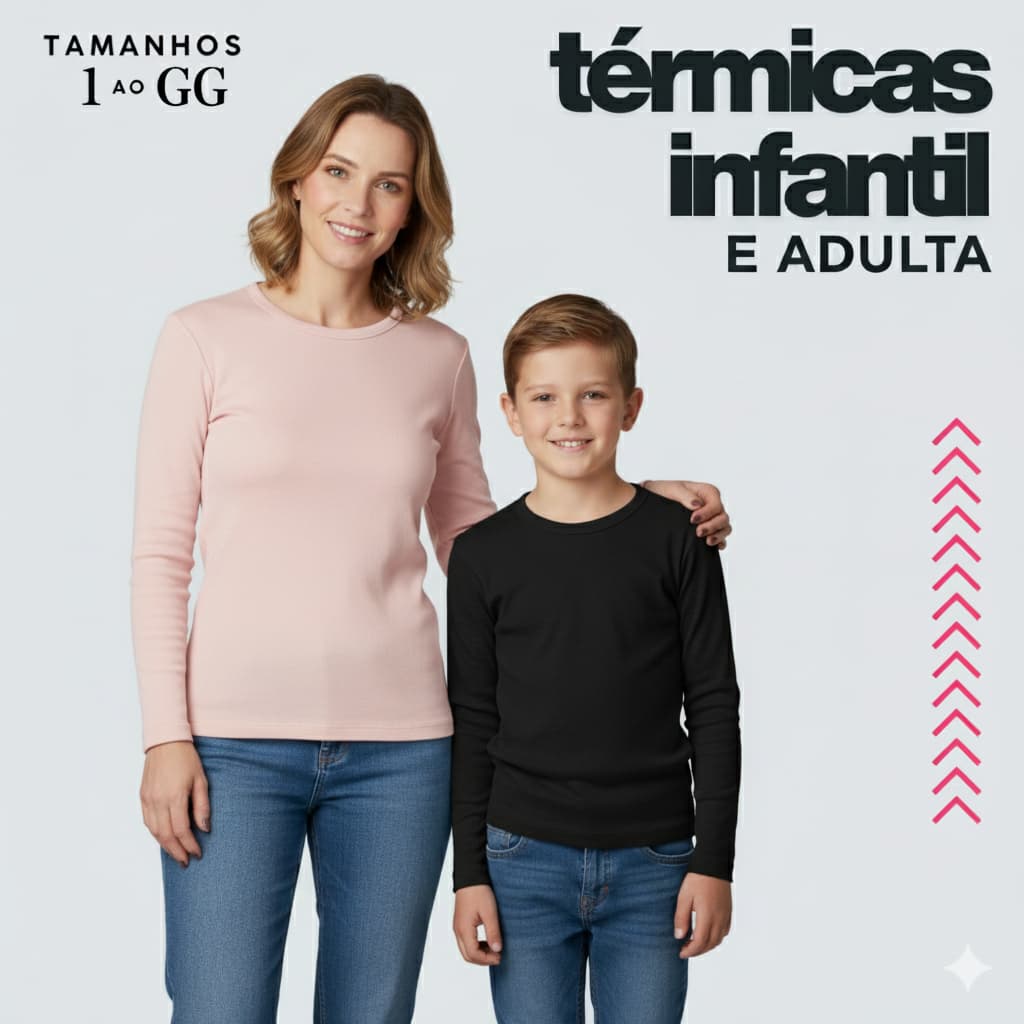 Kit 2 Camisetas Térmicas Peluciadas Inverno Adulto Infantil do 1 ao G3