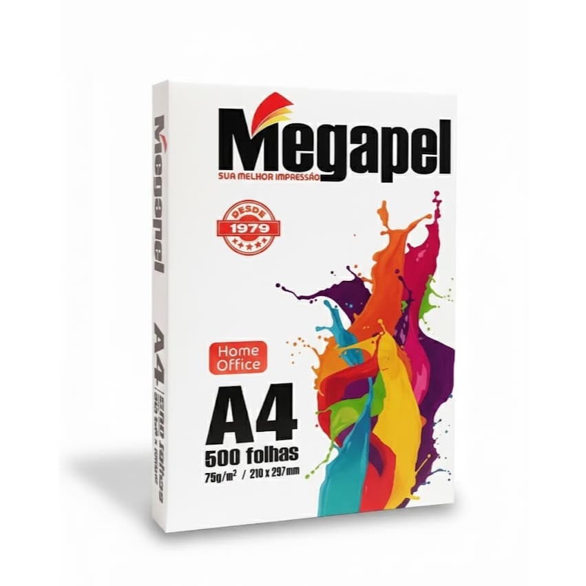 Papel Sulfite A4 75g 210x297mm Resma com 500 Folhas Cada | Megapel