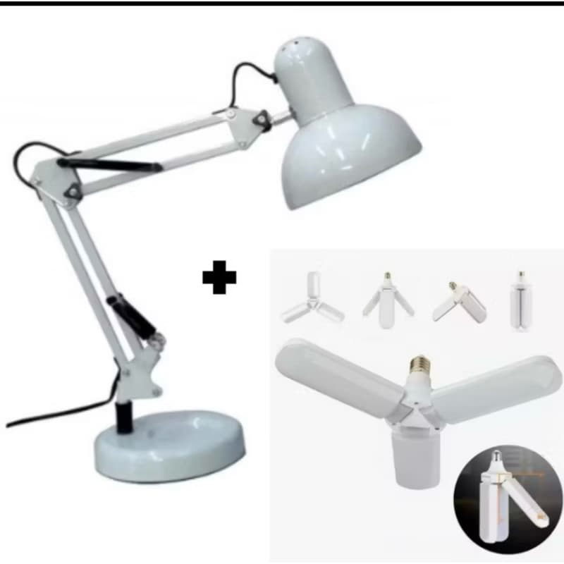 Kit Luminária Articulada Profissional + Lâmpada 3 Pétalas Super LED – Iluminação Potente para Nail Designer