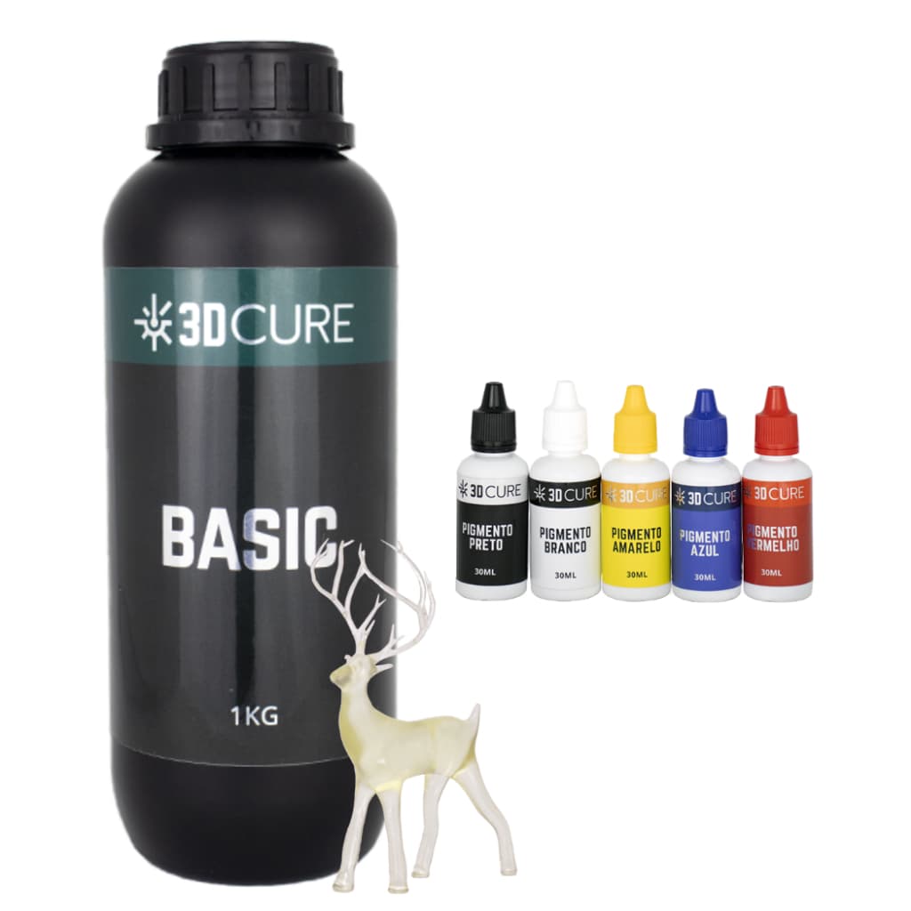 Combo Resina 3D Cure Basic Clear 1g + Kit de Pigmentos 30ml