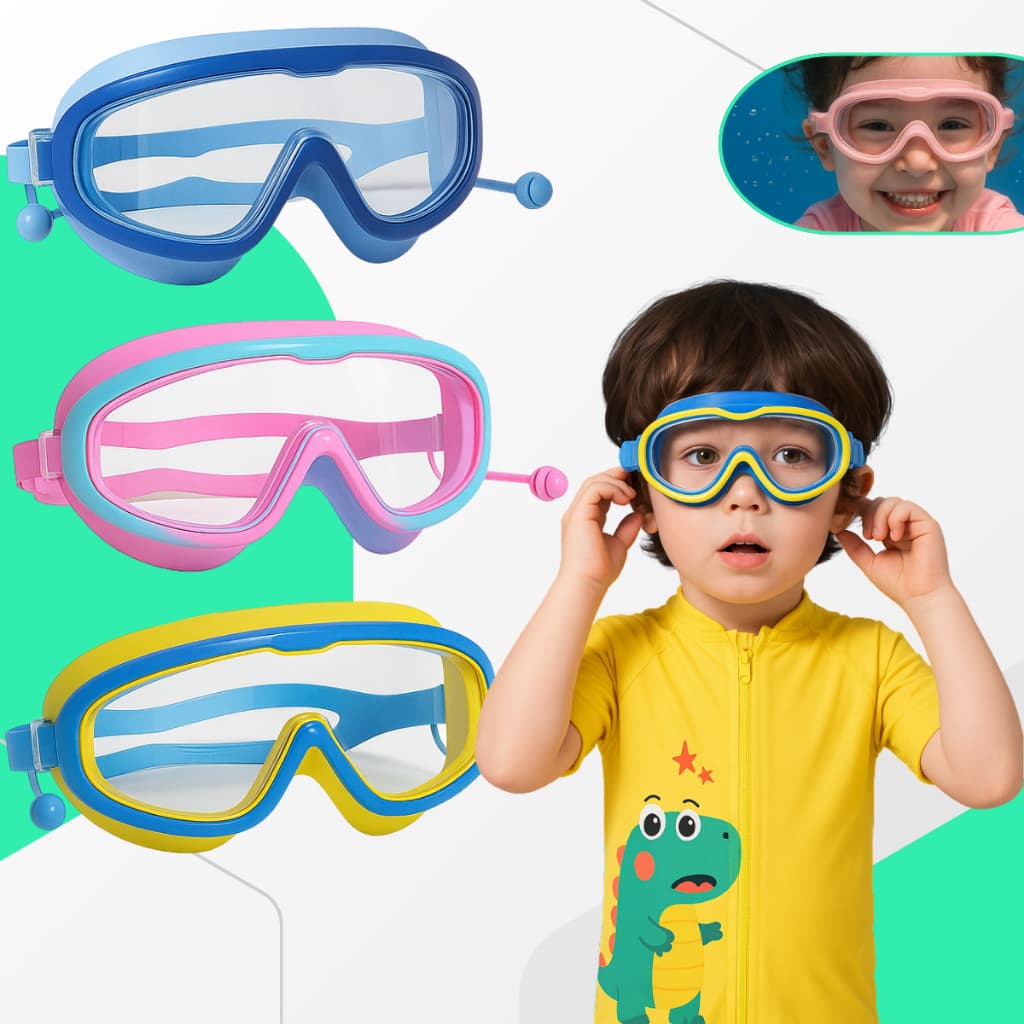 Óculos Natação Infantil Com Protetor Auricular Protetor De Ouvido Anti - Nevoeiro