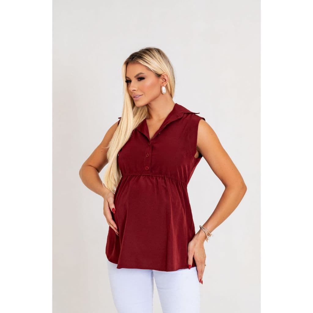 Blusa Gestante com Botões para Amamentação – Conforto & Estilo