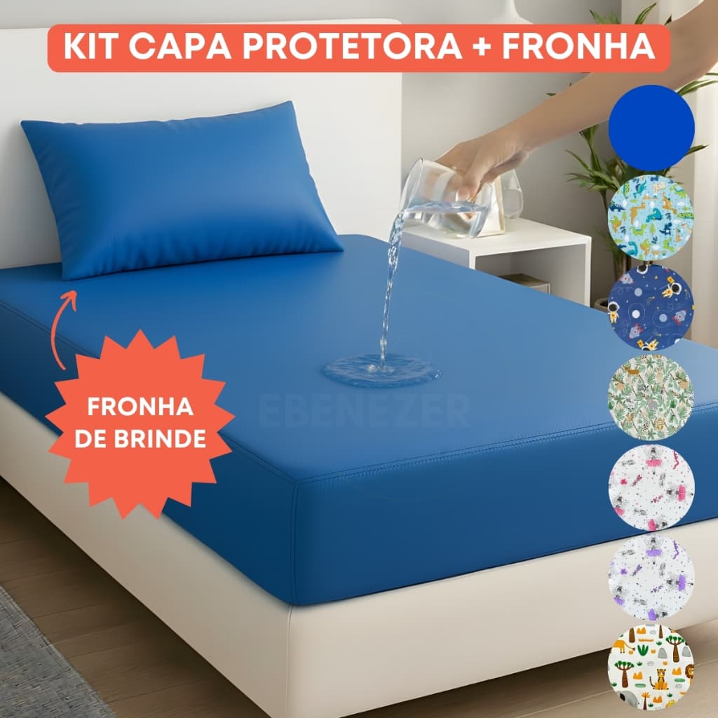 Kit Capa Impermeável Antialérgica Protetor de Colchão Berço Mini Cama Solteiro e Fronha Travesseiro