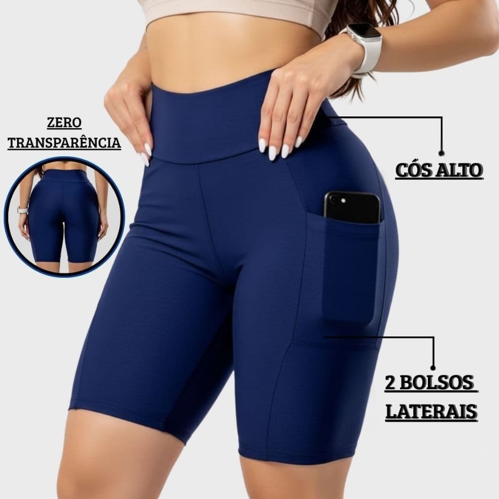 Bermuda c/ bolso para corrida caminhada Academia Feminino Fitness