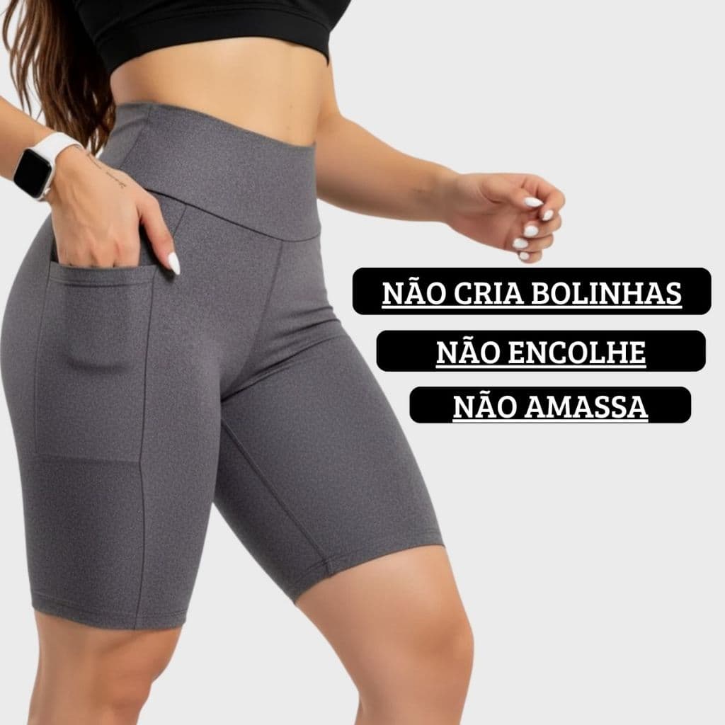 Bermuda academia Feminina c/ bolso para CAMINHADA CORRIDA ACADEMIA