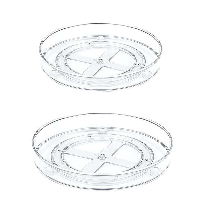 2x Bandeja Organizador Redondo Rotatório Acrílico Maquiagem Condimentos Mesa Cozinha Banheiro
