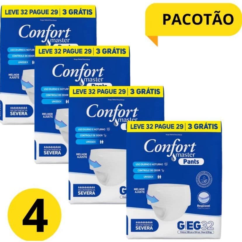 Kit Fralda Geriátrica Descartável Confort Master Pants Calcinha Cueca P/M G/EG Adulto