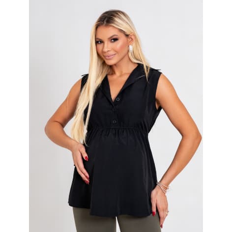 Blusa Gestante Cavada com Botões Cor Preta Amamentação Fácil Tamanhos M G GG