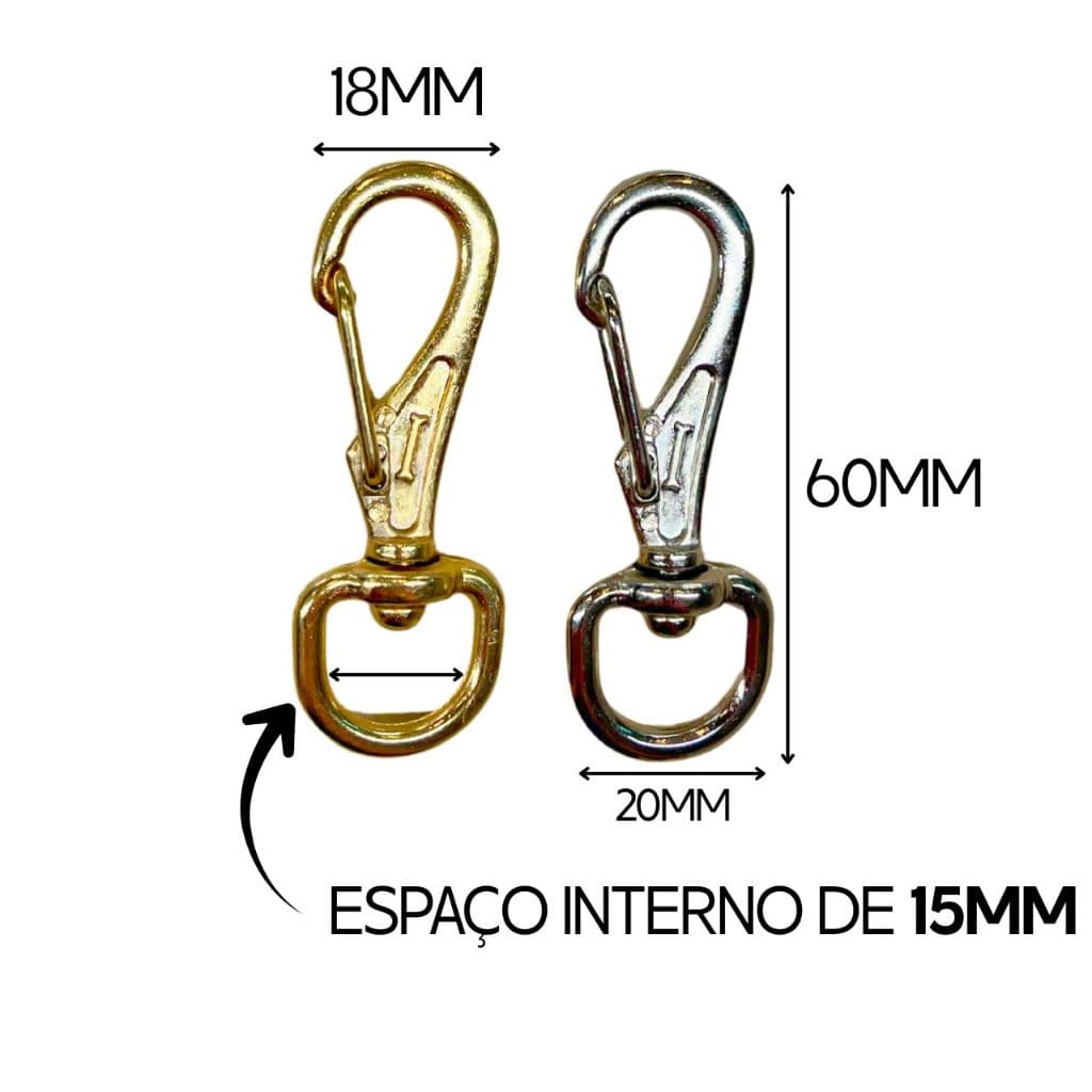 Kit Gancho Mosquetão 60mm para PETS - Com Ossinho Estampado no Corpo | Escolha de 5 até 40 unidades!