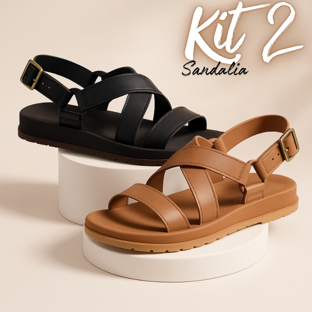 Kit 2 Pares Sandália Papete Feminina Birken Anatômica Leve - Dunas