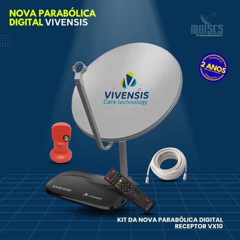 kit da nova parabólica digital vivensis com 15MT de cabo coaxial rg6 PROMOCAO