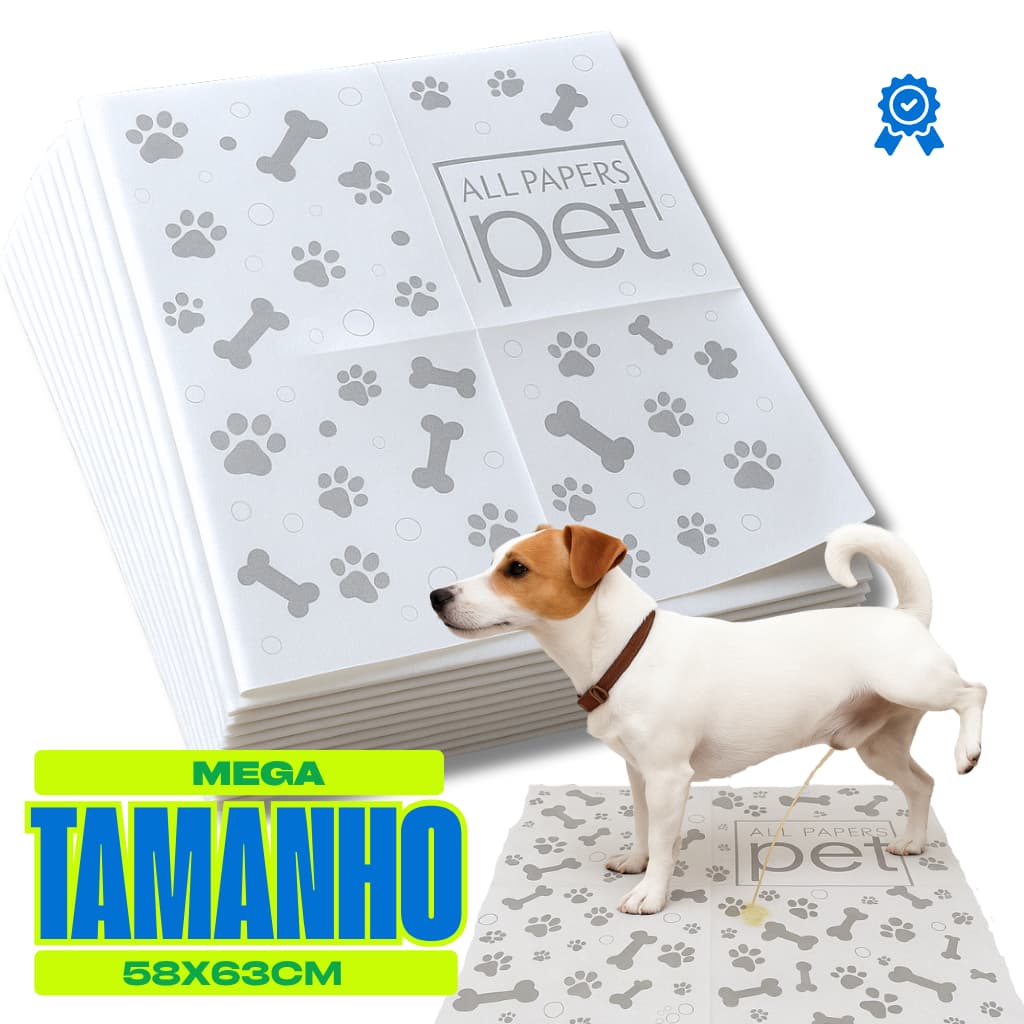 Tapete higiênico para cães Jornal Higiênico Premium All Papers Pet 100 Unidades 58x63 cm Envio Imediato