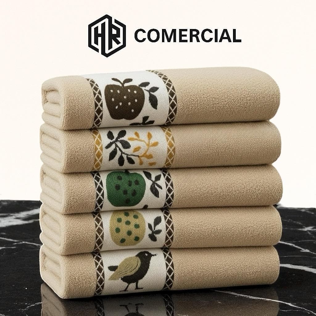 Kit 6 Pano De Prato Copa 100% Algodão 45x65cm Barra Decorada Alta Absorção E Qualidade