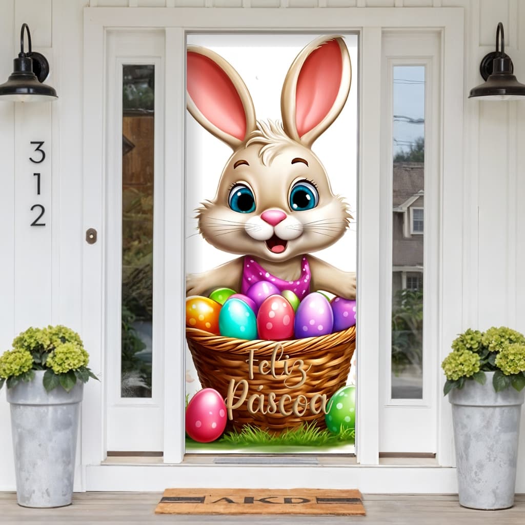 Capa Para Porta Painel de Mesa 50x50 Páscoa Coelhinho