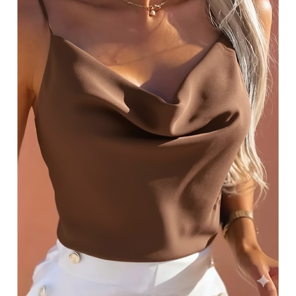 Blusa Regata Feminina Gola Boba Elegante Lisa Moda Blogueira Verão 2025