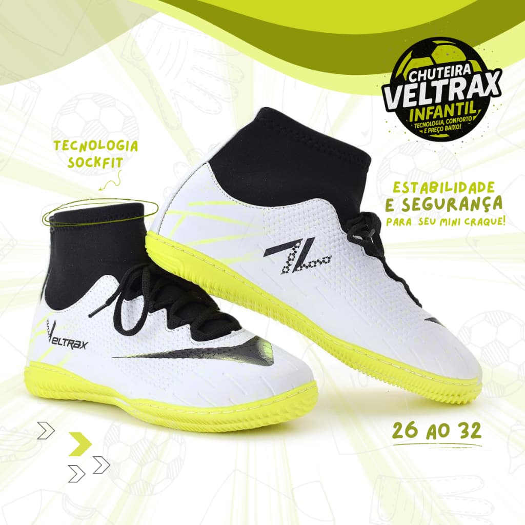 Chuteira Infantil Futsal 26 ao 33 Impacto e Precisão Direto da Fábrica Várias Cores - Envio Já