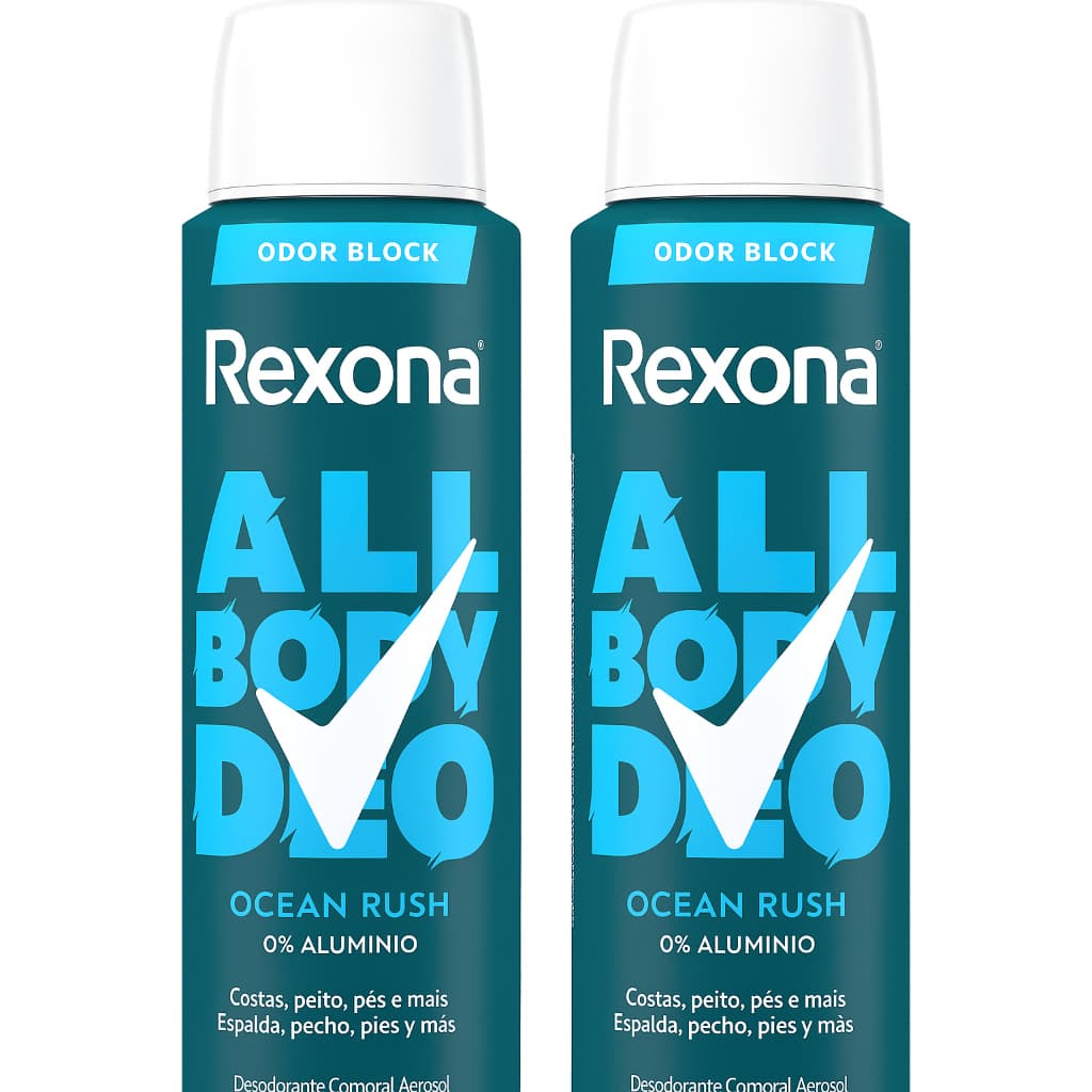 KIT 2UN Rexona All Body, Desodorante Corporal Aerossol, Para o Corpo Todo, Ocean Rush 150ml