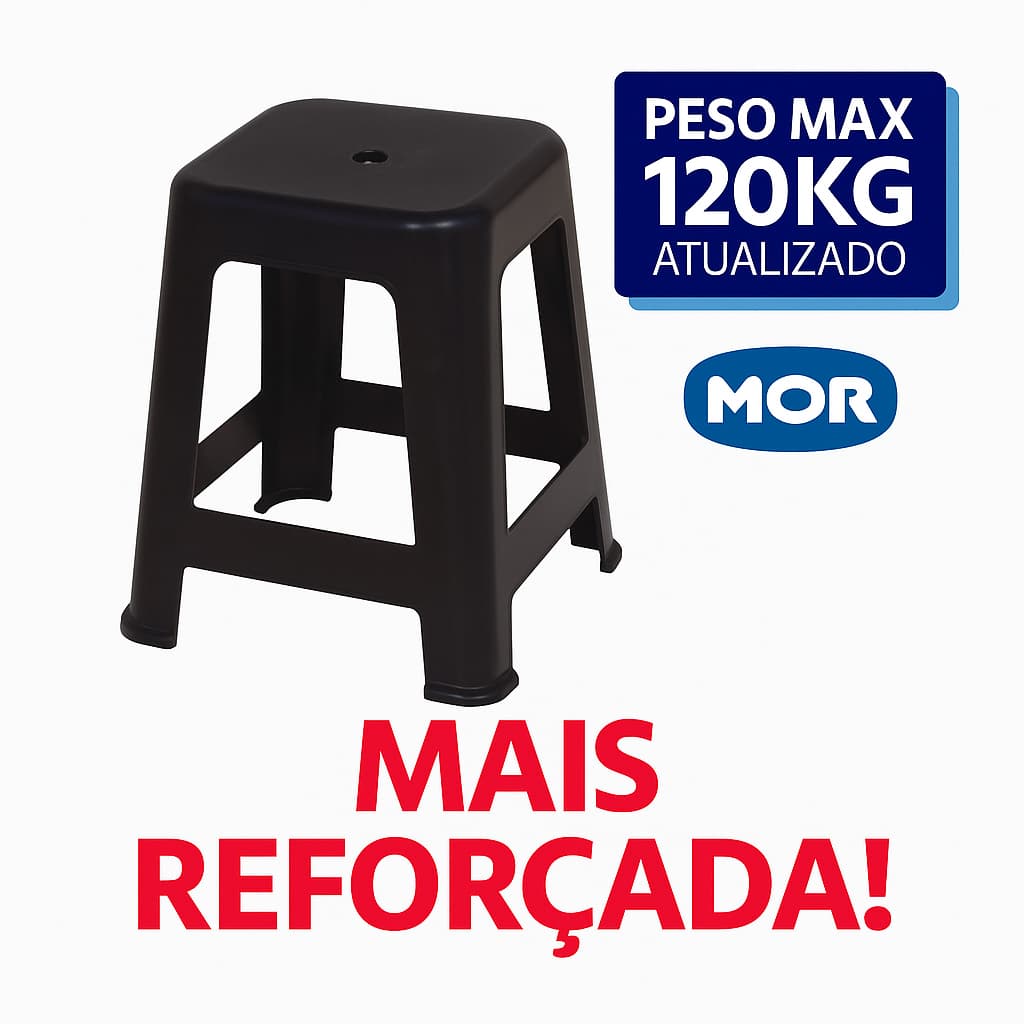 Banco Plástico Banqueta Mor Até 120kg Polipropileno Resistente P/ Bar Casa Cozinha Tipo Tramontina