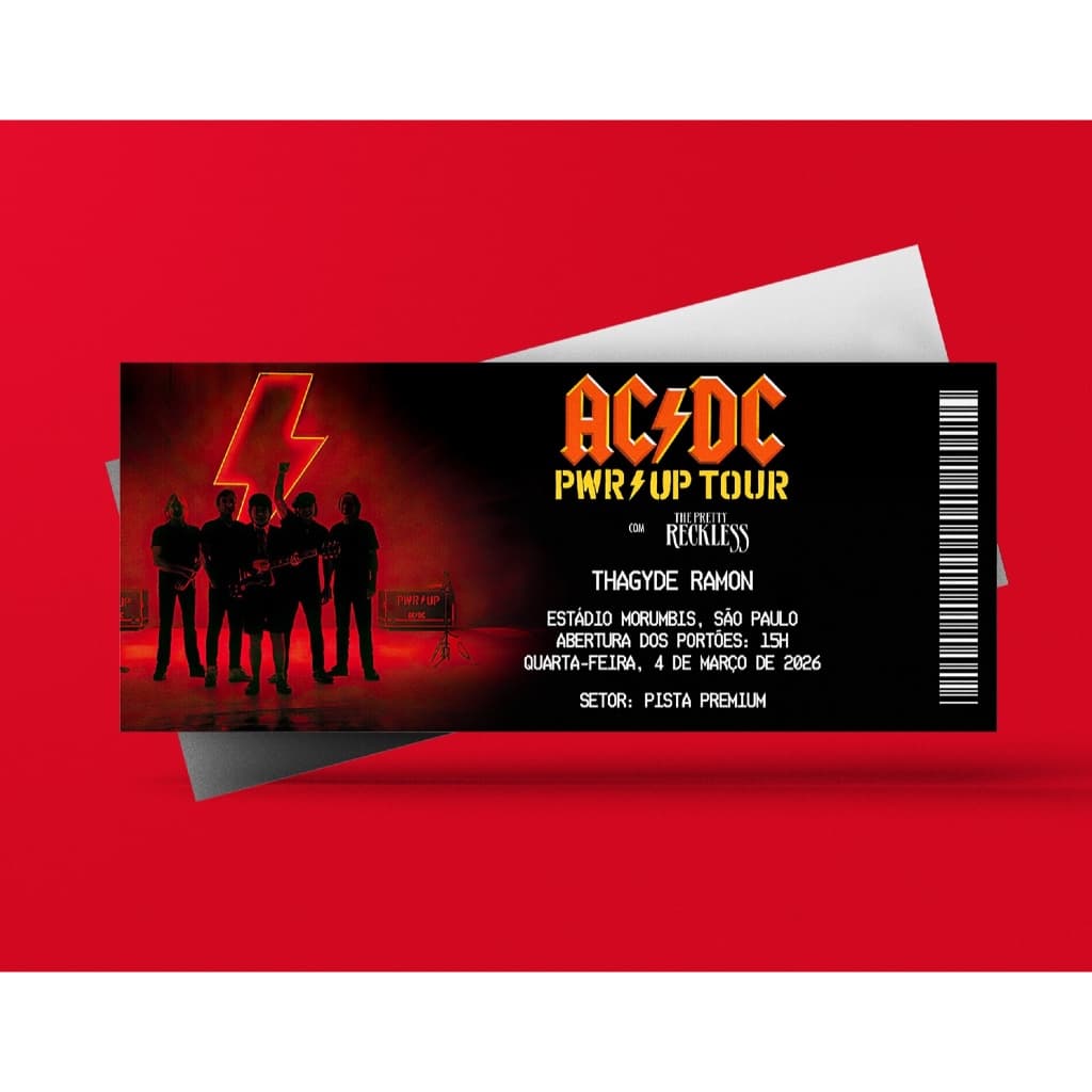 Ingresso Holográfico Personalizado ACDC - Power Up Tour