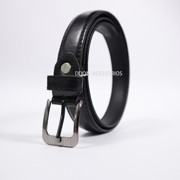 Cinto Infantil 95cm Preto Menino Unissex com Fivela Prateada