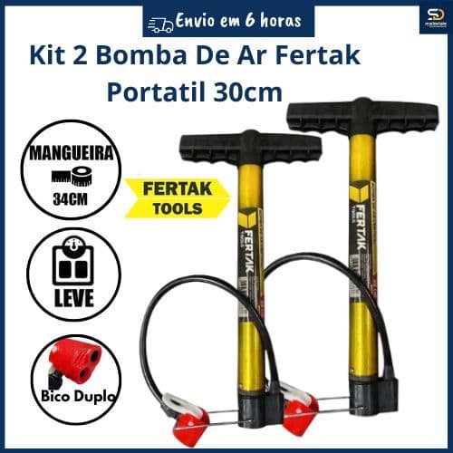 Kit 2 Bomba De Ar Para Encher Pneu Bike Carro Moto Portatil Fertak Oferta