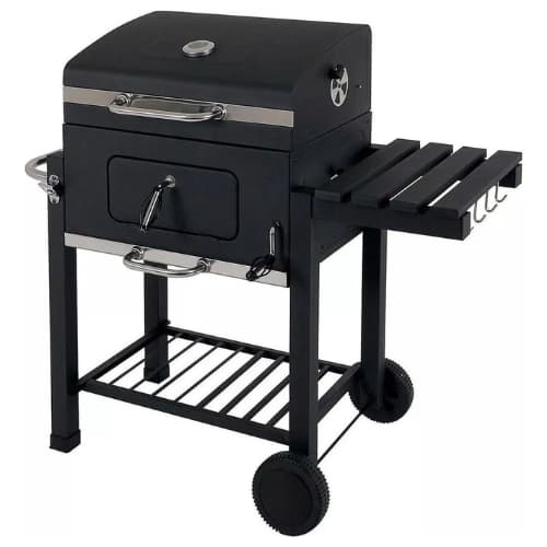 Churrasqueira a Carvão Gourmet Móvel com Mesinha Lateral Grelha Termômetro