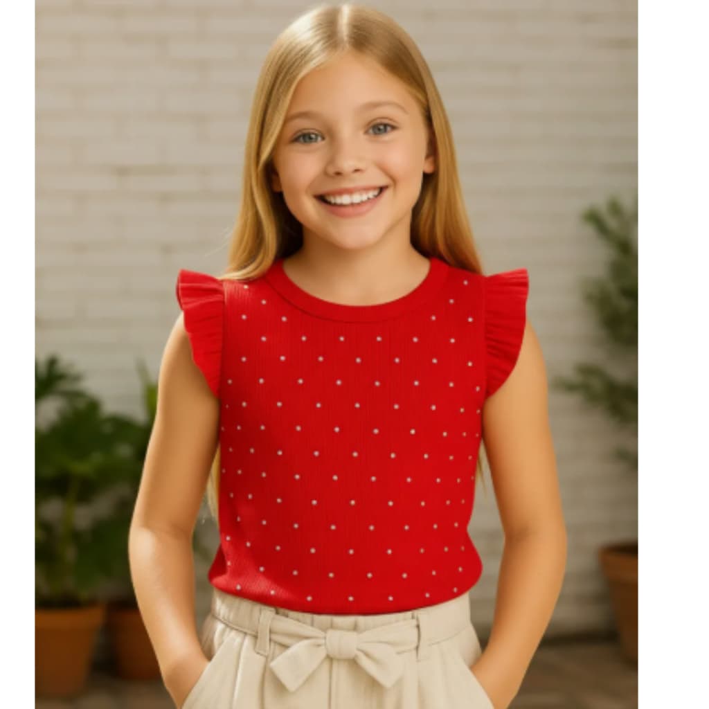 Blusa Blusinha Canelada Infantil Meninas Strass Blog Luxo 4 ao 12  - PB