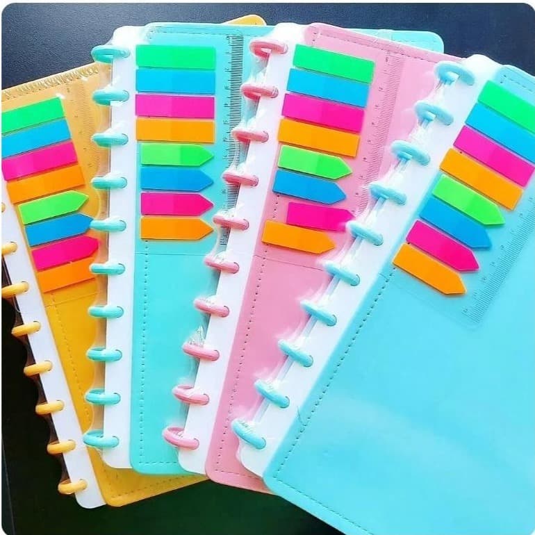 Caderno Tipo Inteligente Capa Dura - Disco Diário Feminino Neon Planner Tamanhos A5 e B5, A4 80 fls