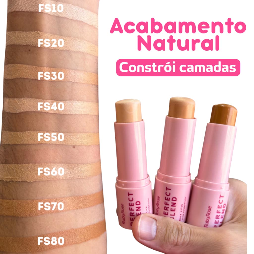 Base em Bastão Stick Ruby Rose Perfect Blend – Acabamento Natural – Linha Rosa | HB805