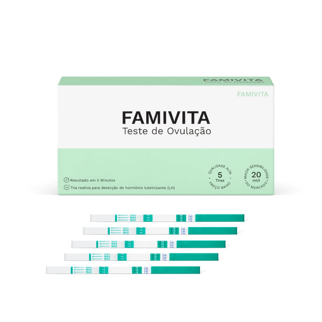 Teste de Ovulação Famivita com 5 Tiras – Alta Sensibilidade para Detectar o Período Fértil