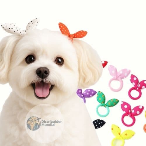 Kit Xuxinha Laço Pet I 24 ou 48 Peças I Banho e Tosa Rabicó Elástico Shitzu Yorkshire Maltês Penteado Acessórios Cães