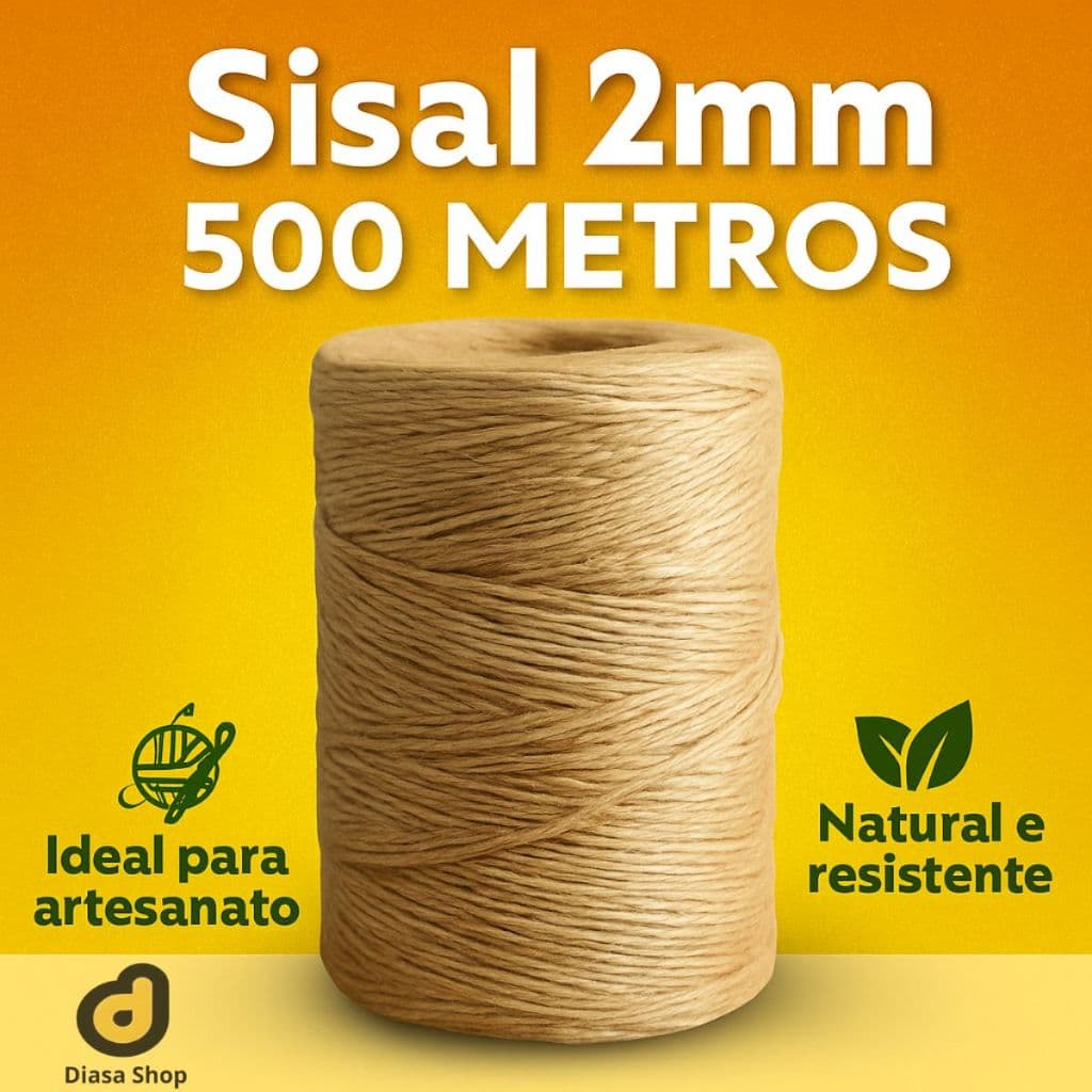 Cordão de Sisal Natural 2mm 500m – Fio Resistente para Artesanato, Decoração e Arranhador