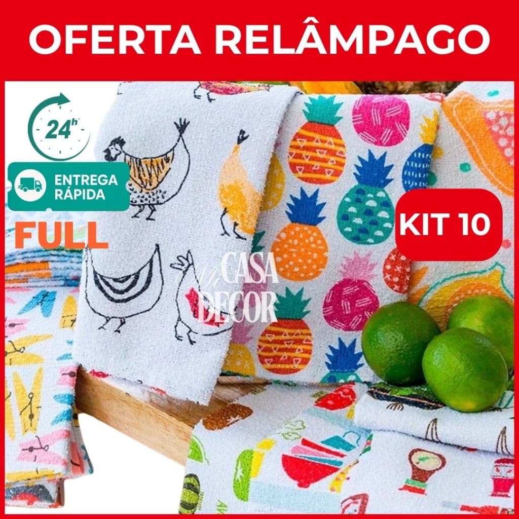 kit 10 Pano de Copa Atoalhado Felpudo Grosso 85% Algodão ENVIO RÁPIDO