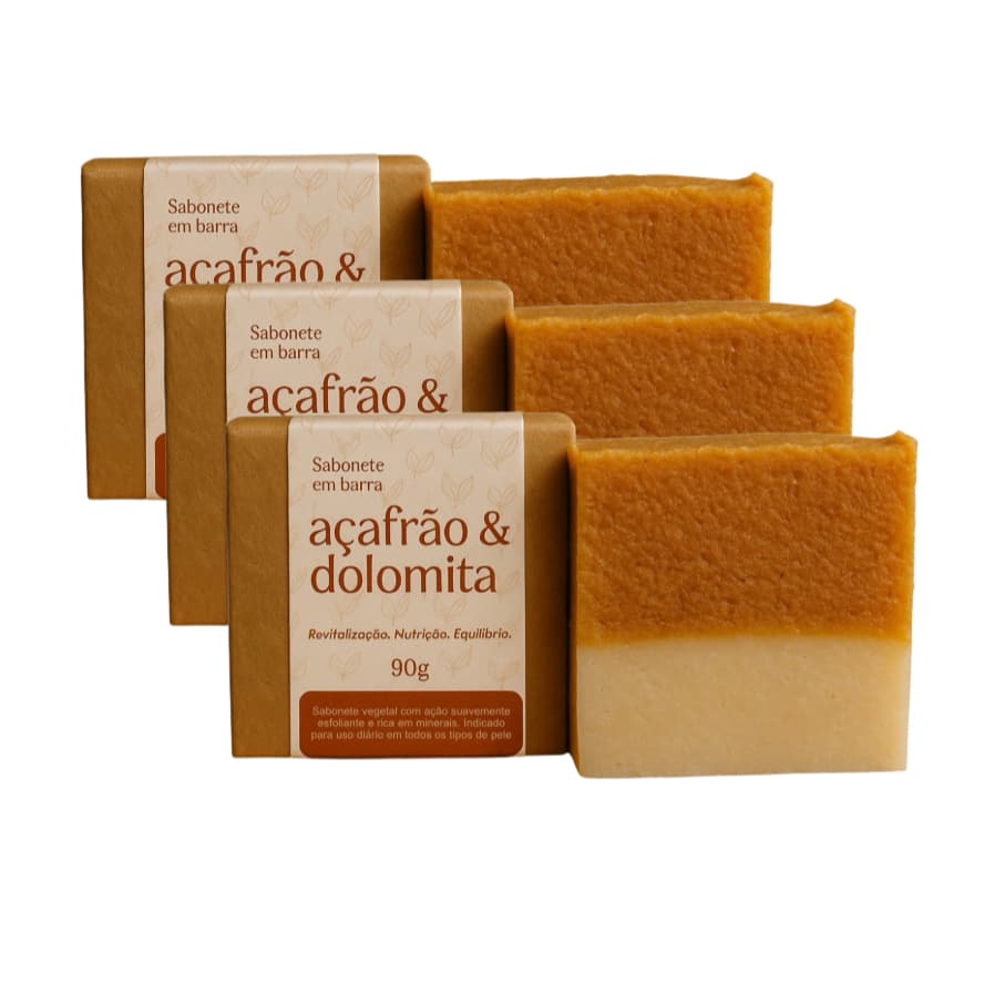 Kit 3 Sabonetes Depilatório Açafrão com Óleos Essenciais de Lavanda e Laranja Doce