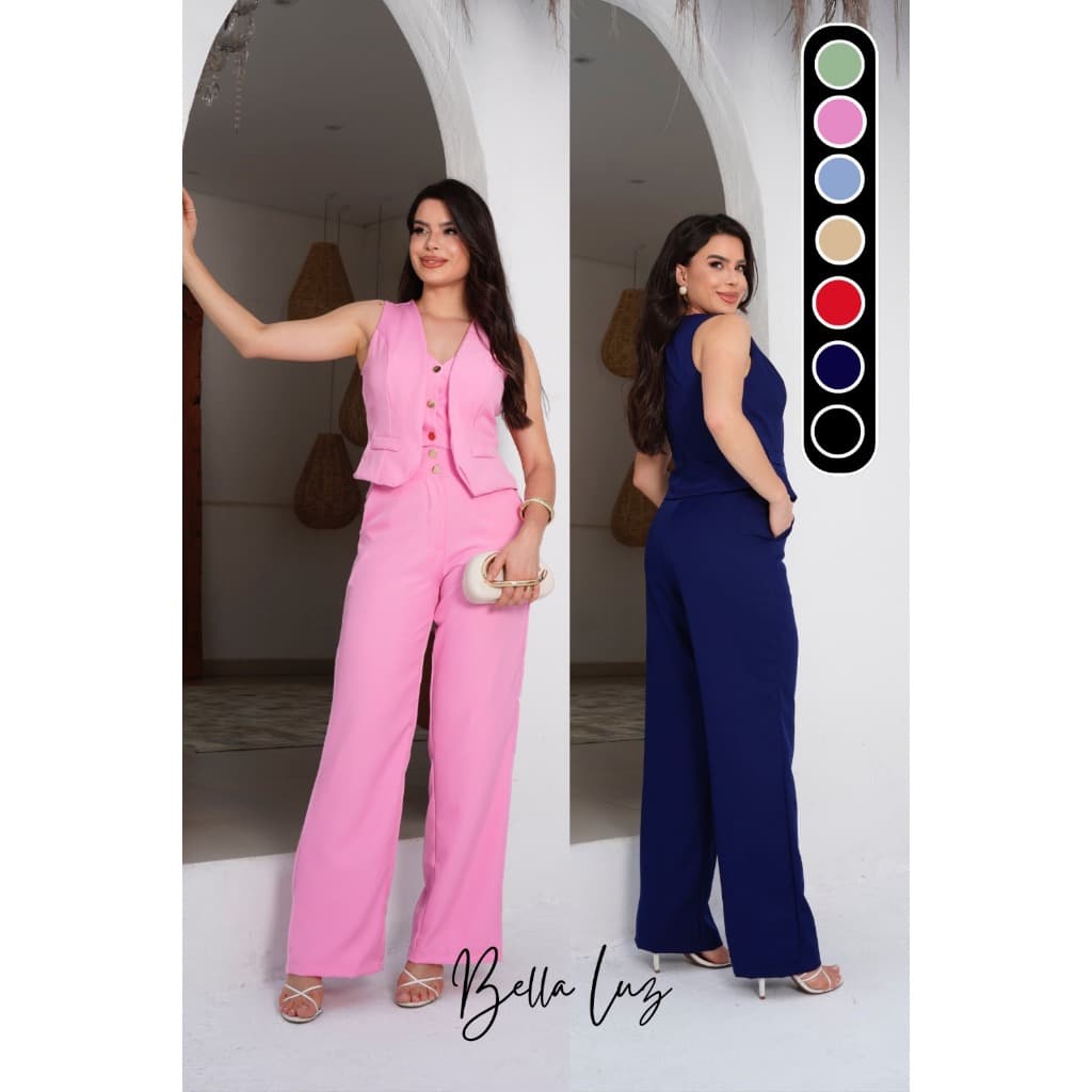 Conjunto Feminino Alfaiataria Premium – Colete com botões e Calça Elegante